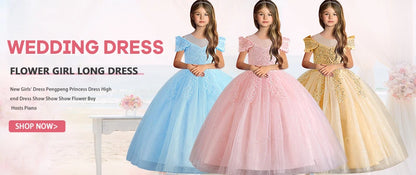 2025 New Hot Selling Girl Party Dress Gorgeous Big Bow Graduation Ball Dress 4 6.8 10 12 Elegant Birthday Dress Girl dresses