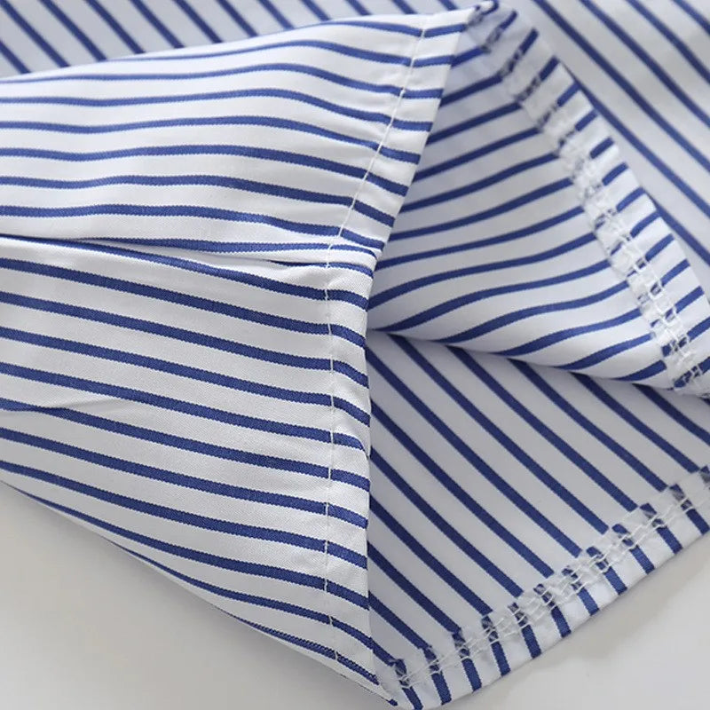Summer Boys Clothing Sets Cotton Striped Short Sleeve Shirt Pants 2Pcs Suit For 2-6 Years Kids Casual Outfits Gentlemen Suit