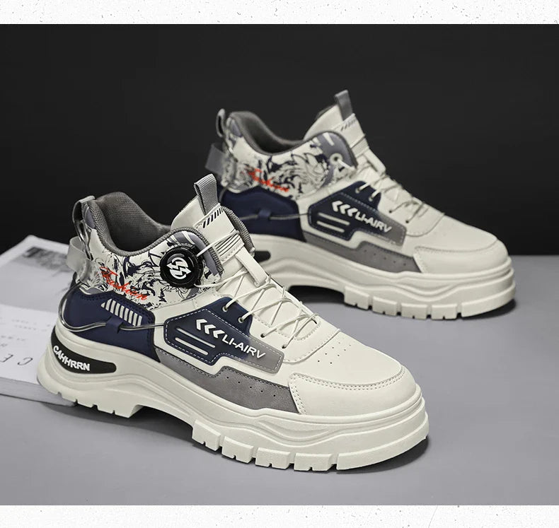 Men's Casual Outdoor Boots Fall Breathable Trendy Versatile Leisure Knob Board Shoes Anti-slip Riding Fashion Sneakers