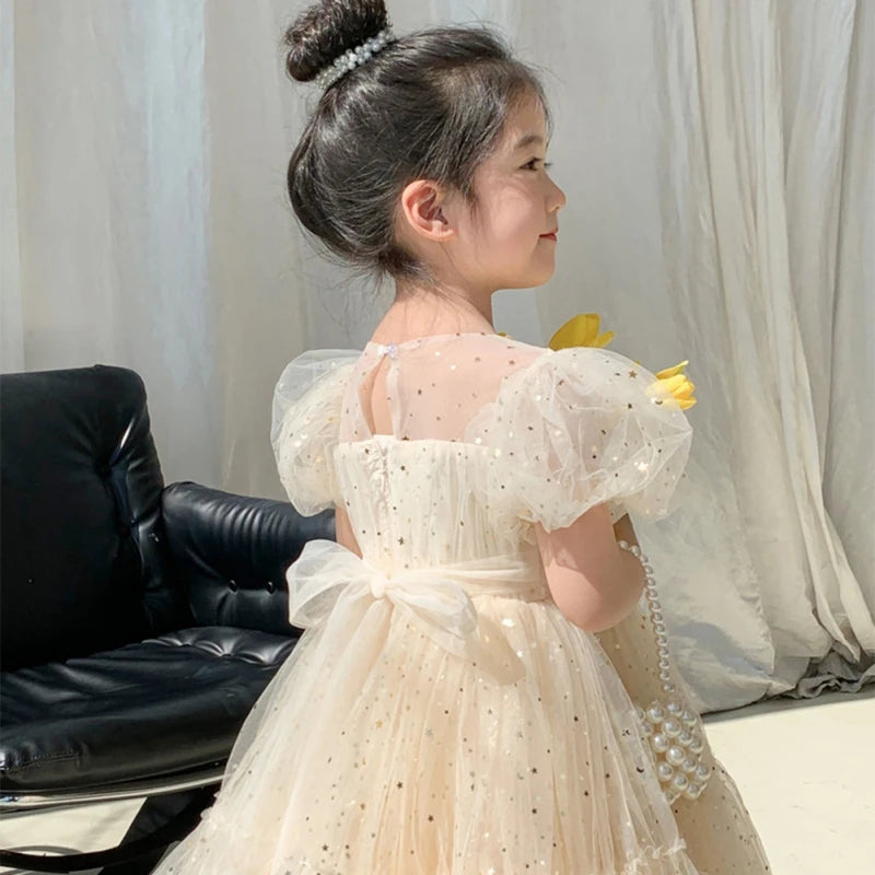Summer Kids Girls' Dress  Baby Temperament Princess Dress Cute Sweet Children's Dress Westernized Dreamy Yarn Dress