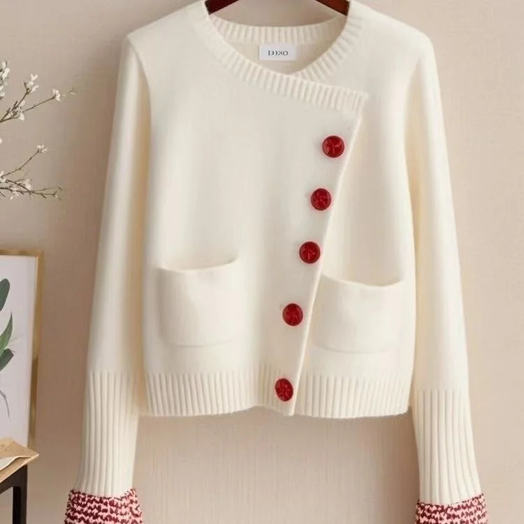 Korean Fashion High Quality White Short Knitted Cardigan Sweater Winter 2025 Street Casual Office Sweater Women Jacket Y2k Tops