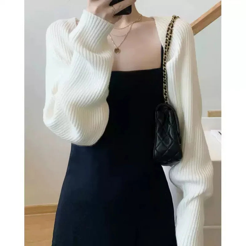 Sweater Women 2025 Fashion Autumn temperament knitted cardigan shawl small camisole strap loose thin Cardigan Women XMM2315