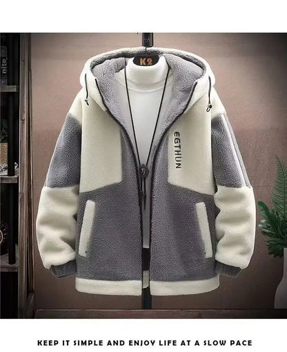 2025 Men's Lamb Wool Jacket Autumn Winter Loose Padded Thickened Jacket Plus Size 6XL 110kg Also Wearable Clothes Cardigan