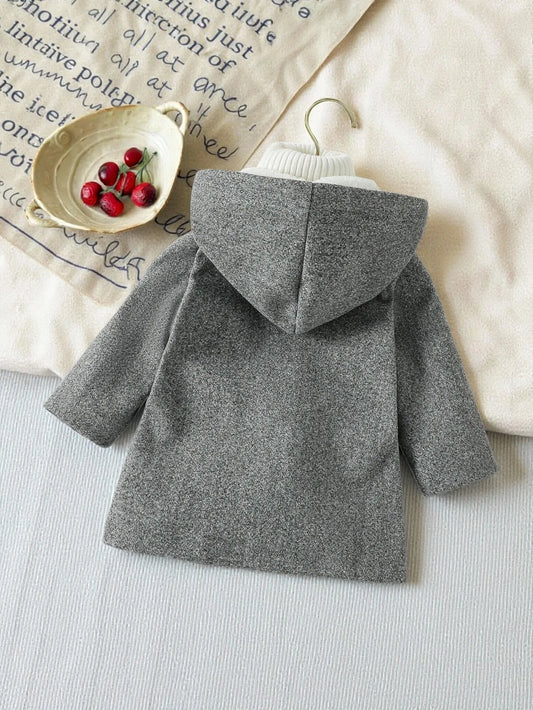 2025 Fashion Baby Boys Solid Warm Winter Coat Fleece hooded coats Kids elegant wear Clothes overcoats For 1-3Y Streetwaer