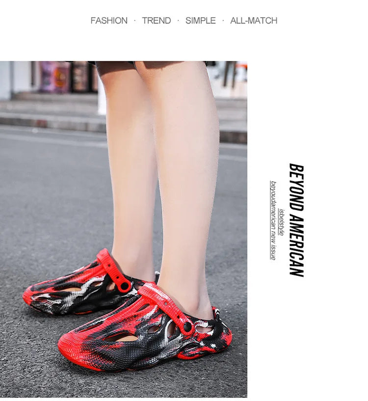 Men's Slippers New 2025 Platform Sandals for Men Anti-slip Mens Shoes Man Wearing Outside Summer Hollow Breathable Flat Pvc