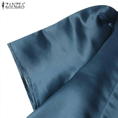 Women Elegant Party Dress Summer Casual Floral Work Vestidos Robe Sarafan 2024 ZANZEA Fashion Short Sleeve Embroidery Dresses