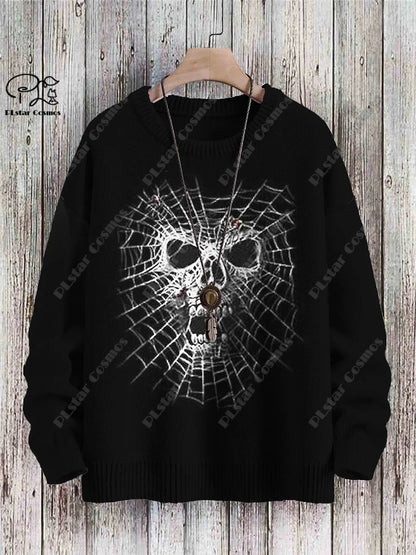 New Halloween Series 3D Printed Horror Crow Skeleton Cat Witch Pattern Authentic Ugly Sweater Winter Casual Unisex Sweater W-1