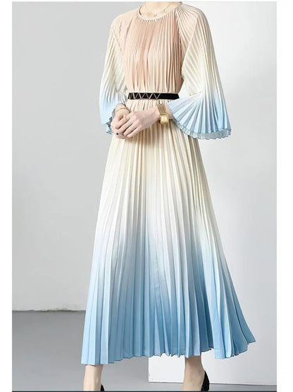 Women's Summer Dress Light Mature Style Retro Style Ruffled 5/4 Sleeves Round Neck Waist Shrinking Print A-line Dress D3971