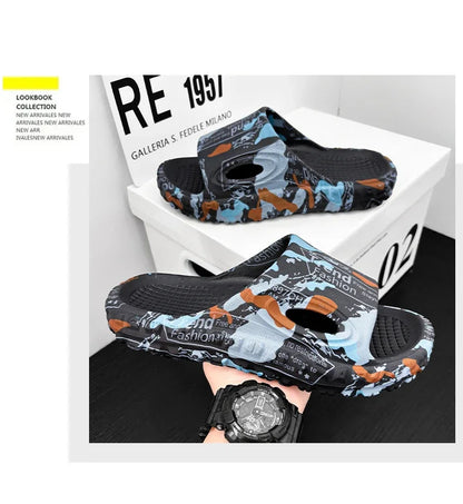 New Stylish Summer Men Shoes Comfortable Male Beach Slippers Soft Slides Non-slip Massage Indoor Fashion Slippers Outdoor 887