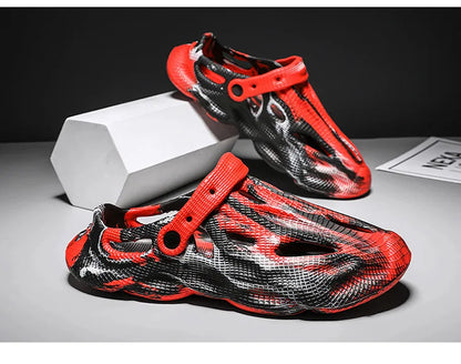 Men's Slippers New 2025 Platform Sandals for Men Anti-slip Mens Shoes Man Wearing Outside Summer Hollow Breathable Flat Pvc