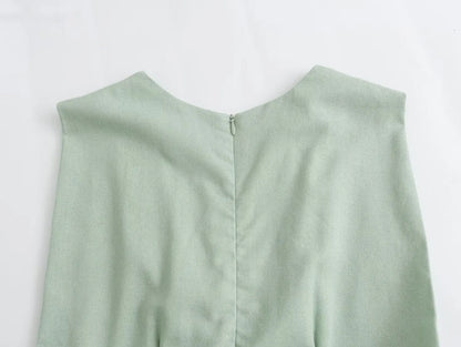 Summer Dress For Women 2024 Solid Waist Hollow Out O-Neck Sleeveless Slit Long Dresses Wild Casual Beach Woman Even Dress