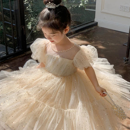 Summer Kids Girls' Dress  Baby Temperament Princess Dress Cute Sweet Children's Dress Westernized Dreamy Yarn Dress