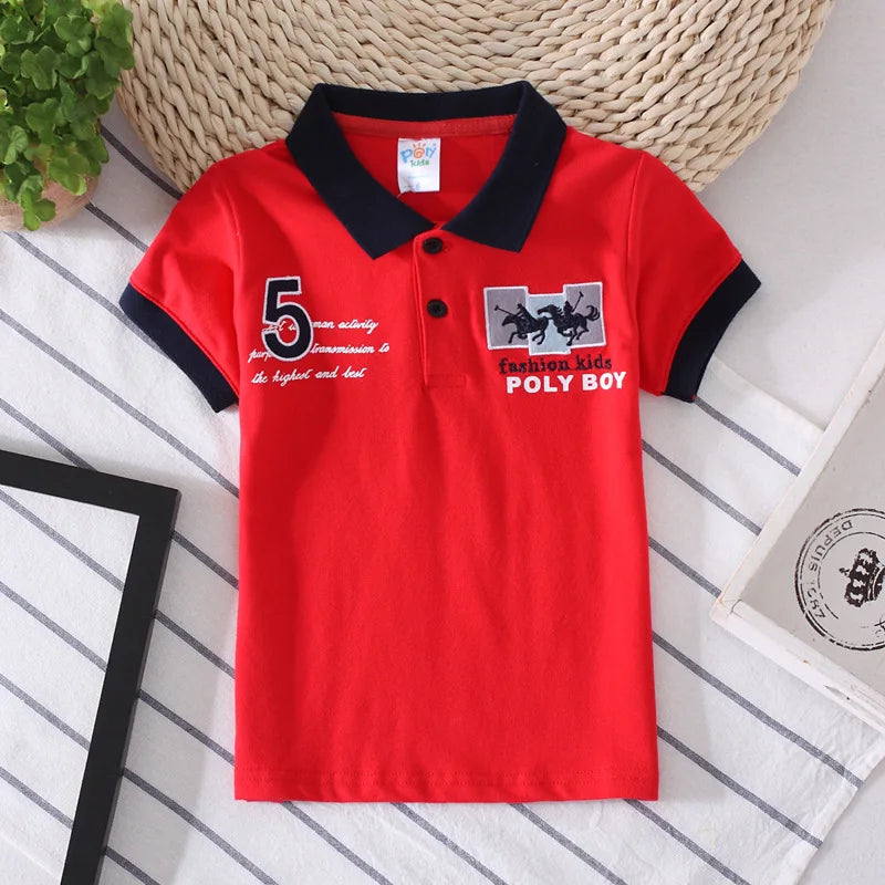 Boys Summer T-Shirt Short Sleeve Kids Polo Shirts for Boys Children Patchwork Tees Baby Tops girls Clothes for 3-7year Shirt Top