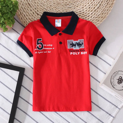 Boys Summer T-Shirt Short Sleeve Kids Polo Shirts for Boys Children Patchwork Tees Baby Tops girls Clothes for 3-7year Shirt Top