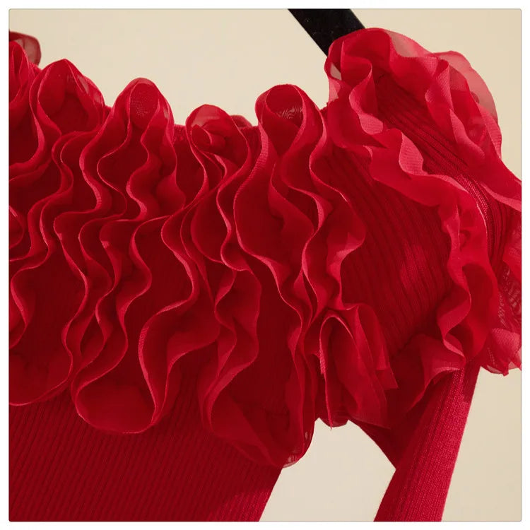 Autumn Women Knitting Full Sleeve Patchwork Sweaters Pullovers Girls Slim Floral Knitted Knitwear Tops GTA014