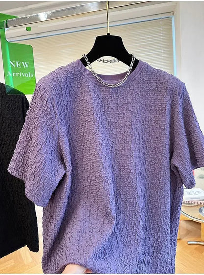 Summer Men Loose T-Shirts Casual Lazy Breathable Quick Drying Short Sleeves Cool Fashion Korean Outdoor High Street Top