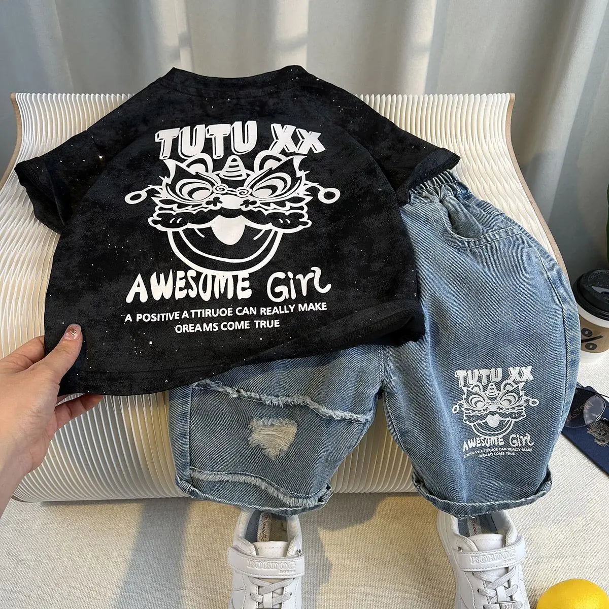 Boys Summer 2025 Boutique Design Outfits Baby Boys Short Sleeve Striped T-Shirt Jeans Shorts 2pcs Korean Clothes for Children