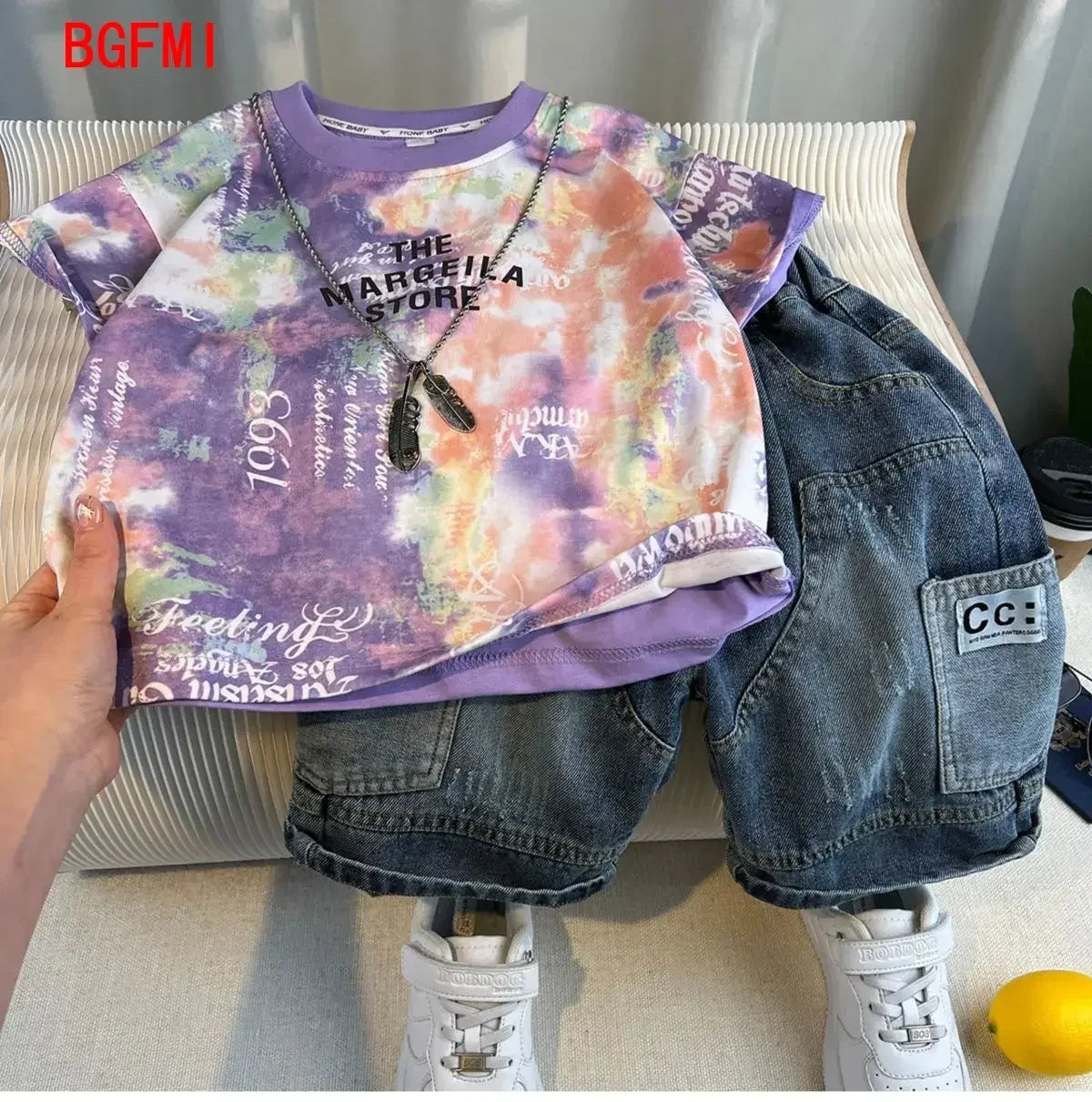 Boys Summer 2025 Boutique Design Outfits Baby Boys Short Sleeve Striped T-Shirt Jeans Shorts 2pcs Korean Clothes for Children