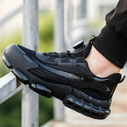 Men's Work Shoes  Rotary Buckle Work Sneakers Protective Shoes Safety Industrial Puncture-Proof Anti-Smash Steel Toe Shoes