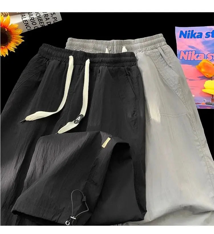 Summer Pants for Men Trendy and Versatile Loose Straight-leg Teenage American Quick-dry Cargo Casual