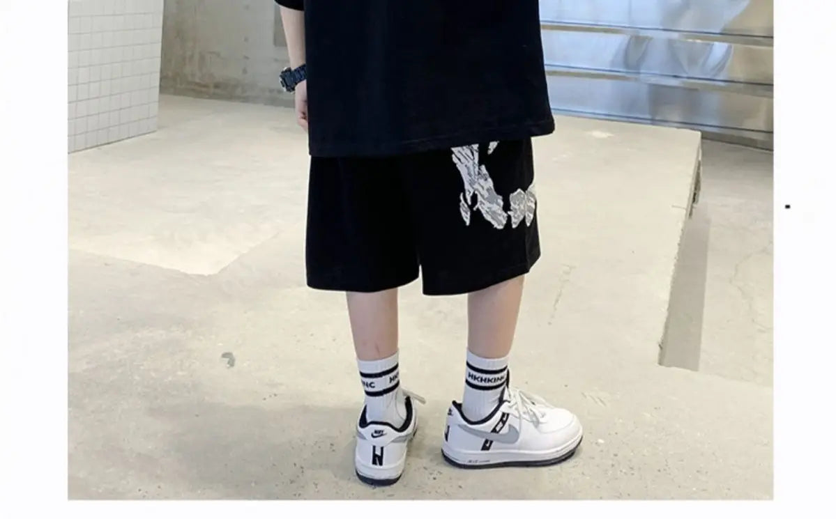 Boys Summer Trendy Casual Sports 2pcs T-shirts+Pants Suits 3-14 Years Teenage Boys Hip Hop Style Fashion Outfits Clothes Sets