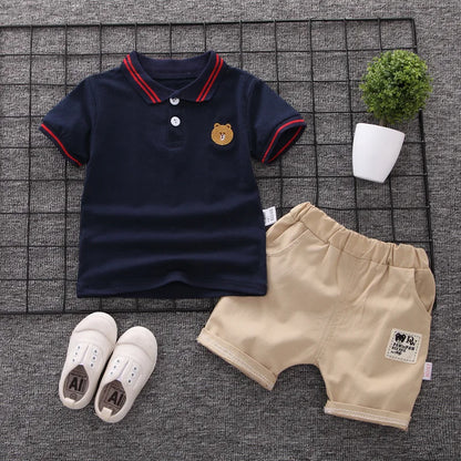 Baby Boy Clothes Summer Children Clothing Polo Shirt Sets Boys Short Toddler Sleeve T-shirt Kids Sports Suit 2pcs Cotton 1-5y (Available)