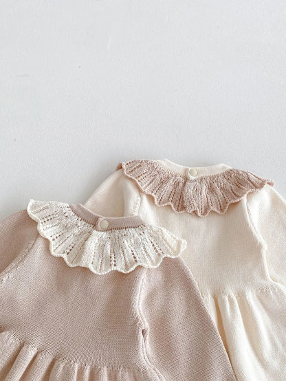 Dress for Baby Girls Soft Knitted Dress Autumn Winter Sweet Pink Princess Dress Girls Sweater Casual Baby Girl Clothing