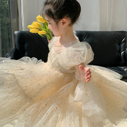 Summer Kids Girls' Dress  Baby Temperament Princess Dress Cute Sweet Children's Dress Westernized Dreamy Yarn Dress