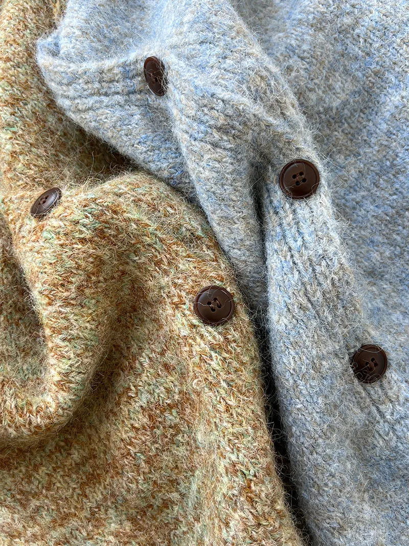 2025 Women Winter Warm Sweater O-Neck Colorful Wool Blend Knitted Cardigans Coat Autumn Clothes Tops For Women Sweater