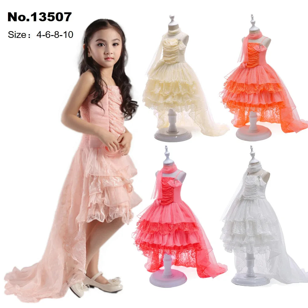 Summer 2025 Girls Dresses Kids Trailing Dresses Girls Kids Long Princess Dress Party Wedding Dresses 5 to 12 Years Old