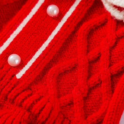 Winter Warm Pet Dog Clothes Luxury Dog Knitten Dress Cute Soft Puppy Princess Skirt Flower Print Cat Dresses Pet Sweater Clothes