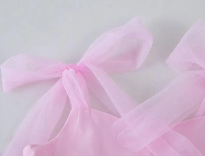 Flower Girl Dresses Pink Tulle Puffy With Bow Sleeveless Toddler Girls Baptism Wedding Birthday Party Dress Leisure Frocks