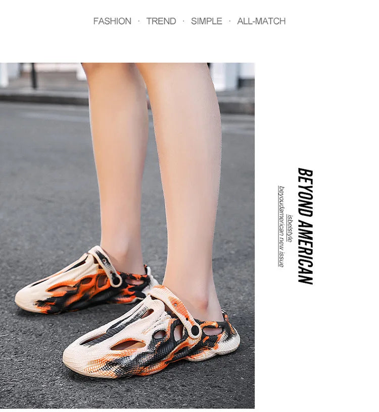 Men's Slippers New 2025 Platform Sandals for Men Anti-slip Mens Shoes Man Wearing Outside Summer Hollow Breathable Flat Pvc