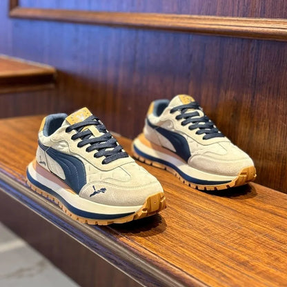 Men's shoes 2025 new summer casual sports shoes, thick-soled, height-increasing, breathable and versatile casual running shoes