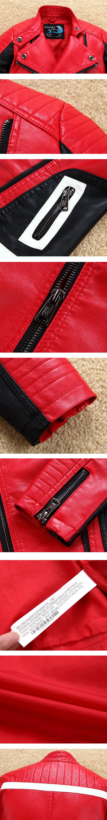 Handsome Cool Design Boys Leather Motor Jacket For Autumn Spring Kids Warm Coat Bomber  Baby Toddler Winter Clothes 2-12 years