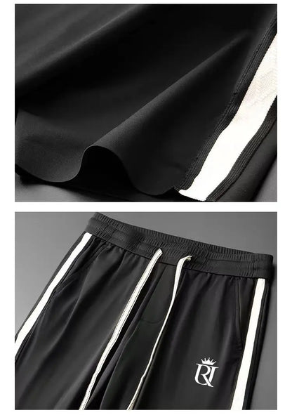 Summer Men's Casual Sportswear Set, Summer Fashion 2-Piece co ord set With Short Sleeve T-Shirt & Side Stripe Pants