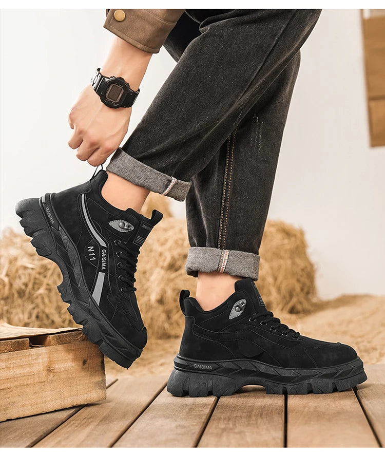 Men's Work Shoes 2025 New Breathable Slip-On Anti-Slip Wear-Resistant Casual Sports Shoes Thick Bottom Labor Protection