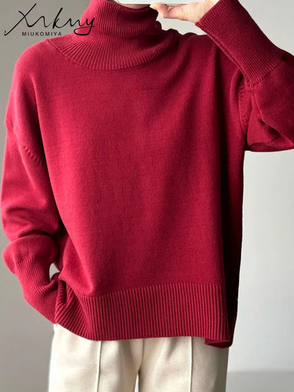 Winter Clothes Brown Sweaters Women Oversize Turtleneck Warm Pullovers Thick Sweaters For Women Oversized Sweater White Jumpers