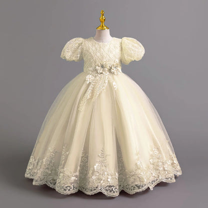 Party Dresses For Girls Flower Dress White Bridesmaid Wedding Pageant First Communion Clothes Birthday Party Piano Perform Gown