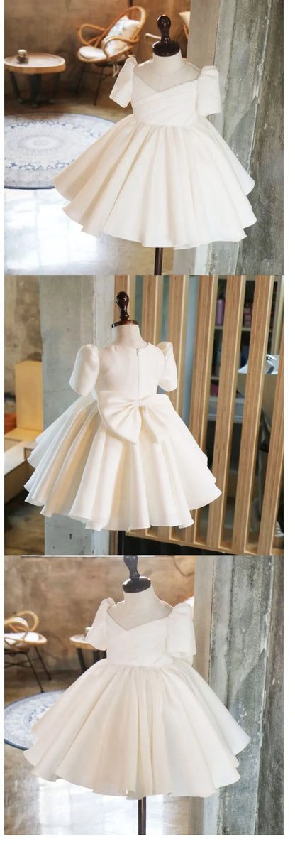 Girls Party Dresses Summer Luxury Elegant Bow Princess Dress Kids Baptism Lace Wedding Vest Birthday Evening Clothes 1-16 Year