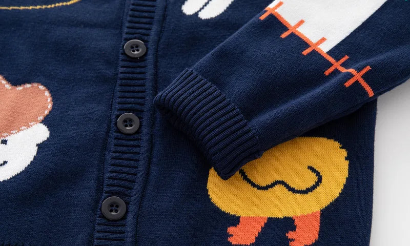 Winter Sweater Boys Girl New Cardigan Buckle Jacket Children Clothes Baby Knitwear Double-layer Cotton Kid Boys Sweaters
