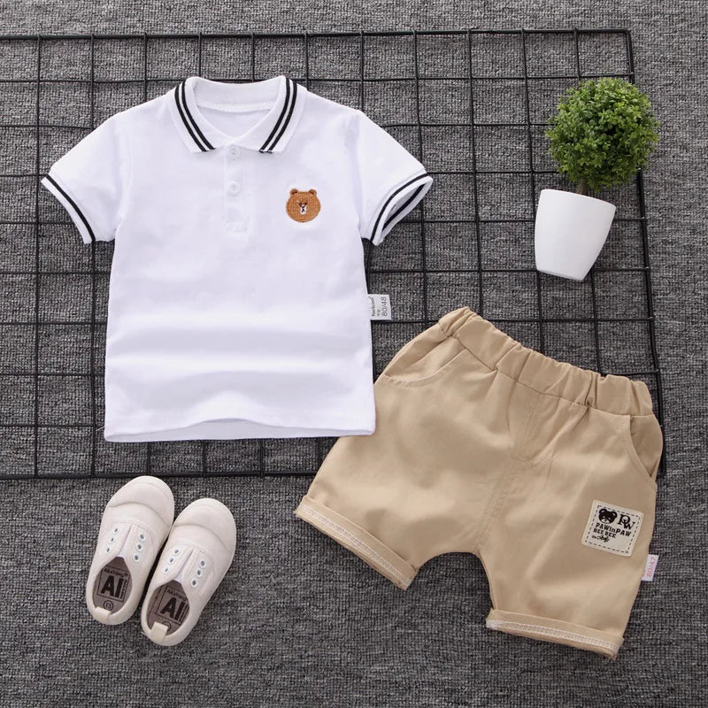 Baby Boy Clothes Summer Children Clothing Polo Shirt Sets Boys Short Toddler Sleeve T-shirt Kids Sports Suit 2pcs Cotton 1-5y (Available)