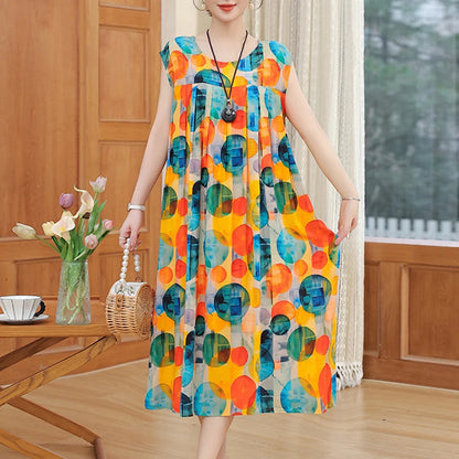 New Fashion Summer Dress For Women Sundress 2025 Casual short sleeve dress Print Female O-Neck Robe Oversize Bohemian dresses