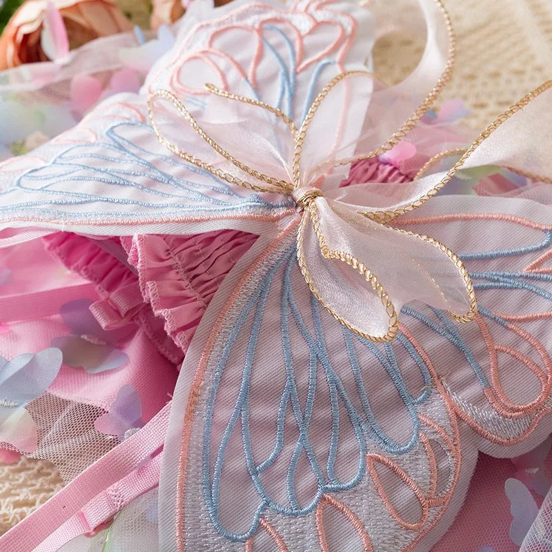 Baby Girl Party Princess Dress Summer Toddler 3d Fairy Butterfly Wings Sleeveless Tulle Sling Dress Children Birthday Party Gown