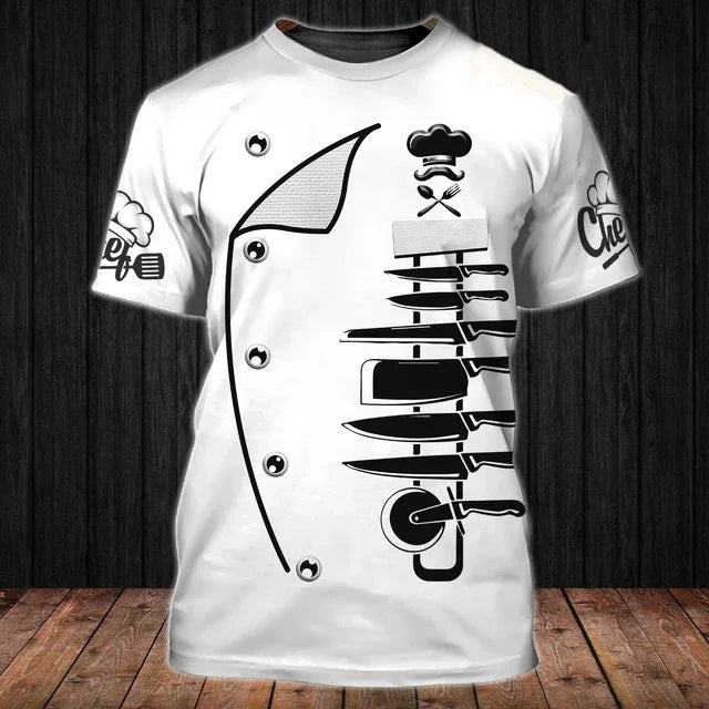 Summer Tide Fashion Chef's Knife Picture Men T-Shirts  Casual 3D Print Tees Hip Hop Personality Round Neck Short Sleeve Tops