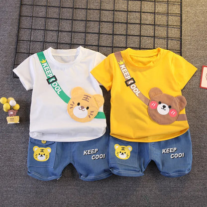Summer Baby Boys Clothing Sets Cartoon Bear Cotton T-Shirt + Shorts 2Pcs Suits for Baby Kids Tracksuits Infant Casual Outfits