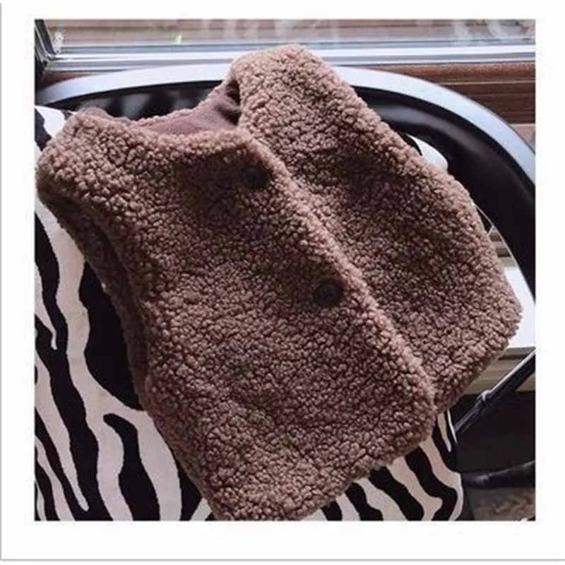 2025 New Winter Thickened Lamb Fur Vest Children's Warm Waistcoat Autumn 2-6 Years Girl's Thermal Coat New Boys Solid Clothes