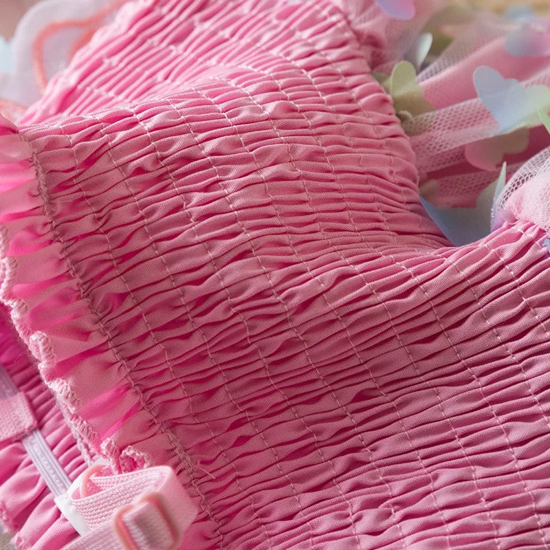 Baby Girl Party Princess Dress Summer Toddler 3d Fairy Butterfly Wings Sleeveless Tulle Sling Dress Children Birthday Party Gown