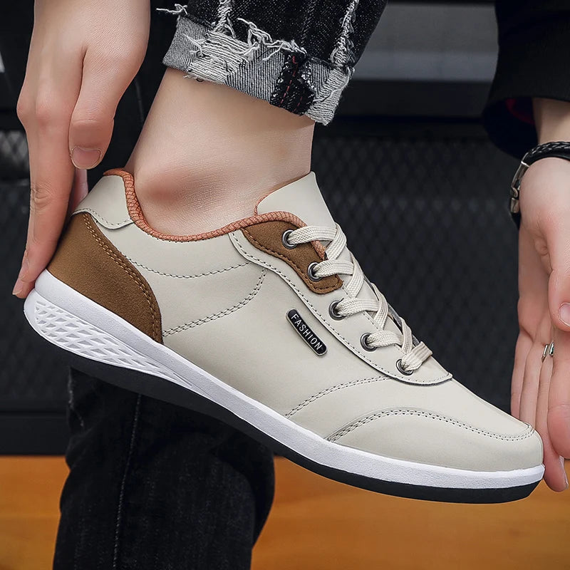 2025 Men Shoes Spring Autumn Waterproof Walking Sneakers Leisure Male Leather Sports Shoes Non-Slip Footwear Tennis for Men