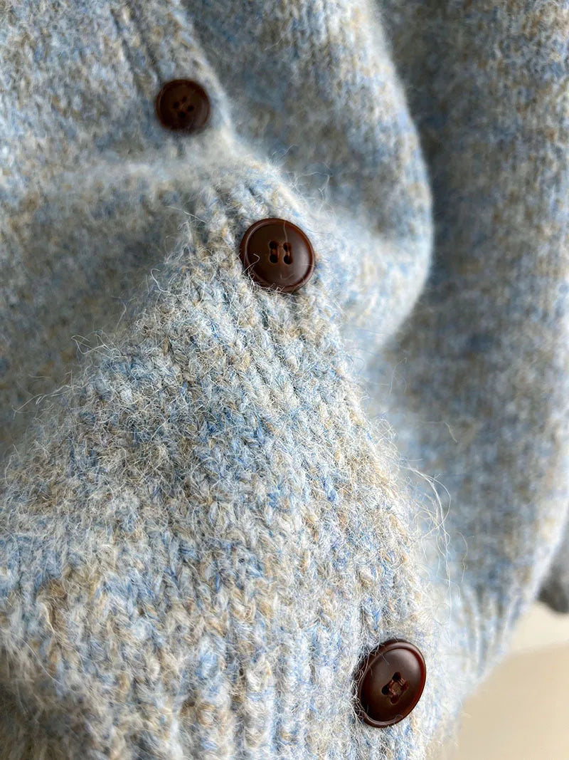 2025 Women Winter Warm Sweater O-Neck Colorful Wool Blend Knitted Cardigans Coat Autumn Clothes Tops For Women Sweater